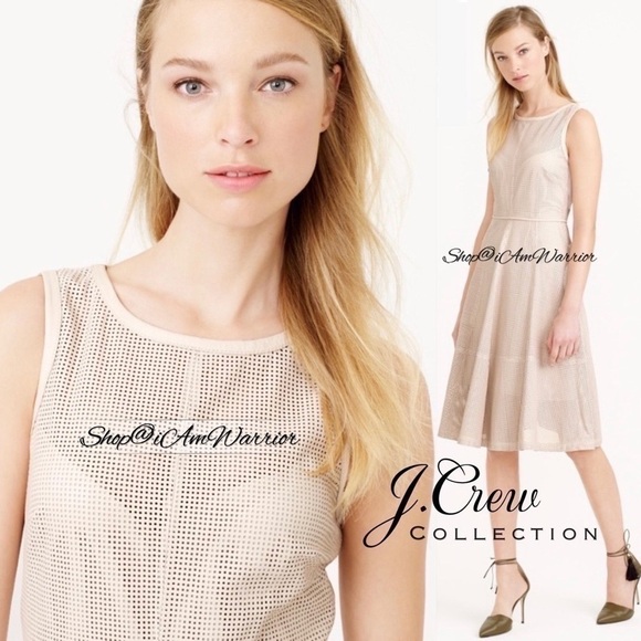 J.Crew Collection NWT rare ecru perforated leather a-line dress *shop@iamwarrior - Picture 2 of 11